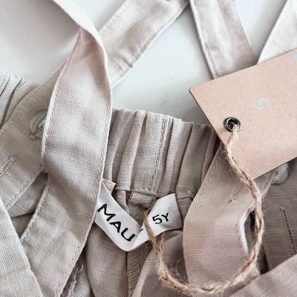 Pastel boys tan linen blend suspender shorts size 5 NWT - Picture 5 of 8